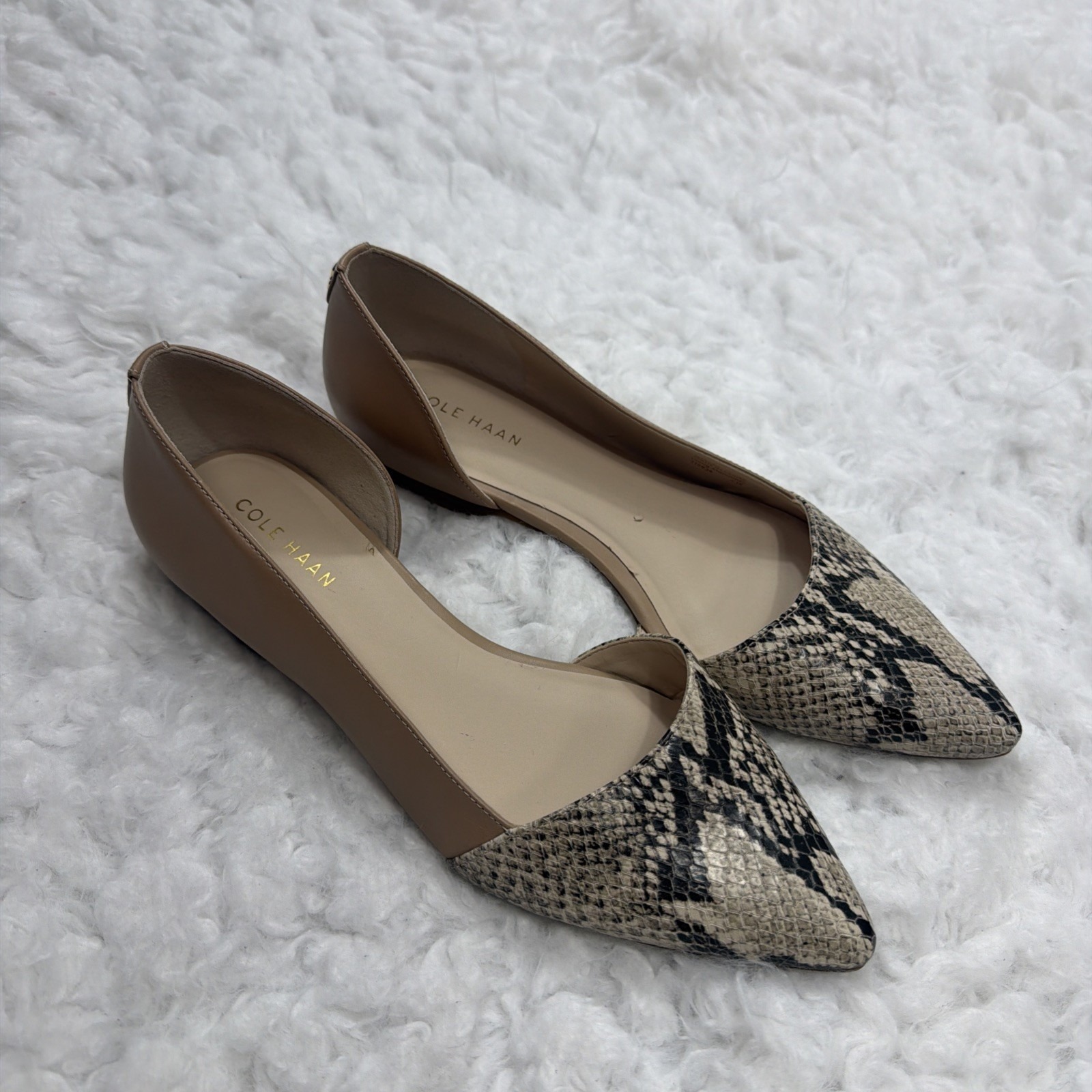 Cole Haan 6b Women's Snakeskin Flats Bambara D' Orsay Office Snake Leather Shoes
